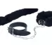 Кожаные наручники со съемной черной опушкой черный 
