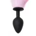Черная анальная втулка с бело-розовым хвостом - размер M черный 
