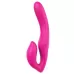 Ярко-розовый безремневой страпон REMOTE DOUBLE DIPPER - 22 см ярко-розовый 