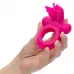 Розовое эрекционное виброкольцо Silicone Rechargeable Dual Butterfly Ring розовый 