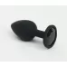 Черная анальная пробка с черным стразом - 7,6 см черный 