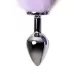 Серебристая металлическая анальная втулка с фиолетово-белым хвостом - размер M серебристый 