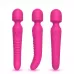 Ярко-розовый двусторонний wand-вибромассажер с рифленой ручкой - 22,5 см ярко-розовый 