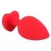 Красная силиконовая анальная пробка с черным стразом-сердечком - 9,3 см красный с черным 