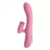 Розовый вибратор-кролик Chris с клиторальной щеточкой - 20,5 см розовый 