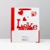 Бумажный пакет «Любовь» - 26 х 32 см белый с красным 