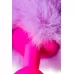 Розовая анальная втулка Sweet bunny с сиреневым пушистым хвостиком сиреневый 