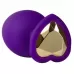 Фиолетовая анальная пробка с золотистым кристаллом-сердцем Bling Plug Small - 7,6 см фиолетовый 