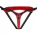 Красно-черный женский пояс с 2 способами крепления насадок и вагинальной пробкой красный с черным 
