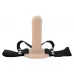 Телесный полый страпон с черными эластичными ремешками Our First Hollow Strap On телесный с черным 