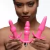 Набор из 3 розовых анальных пробок с вибропулей Thrill Trio Anal Plug Set розовый 