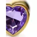 Золотистая анальная втулка с фиолетовым кристаллом-сердечком - 7 см фиолетовый 