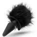 Силиконовая анальная пробка с чёрным заячьим хвостом Bunny Tail Pom Plug - 12,7 см черный 