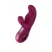 Бордовый вибратор с клиторальным стимулятором Miss Bi - 17 см бордовый 