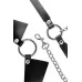 Черная портупея-чокер с поводком и карабином в виде кольца черный с серебристым 