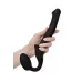 Черный безремневой страпон Silicone Bendable Strap-On - size S черный 