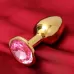 Золотистая анальная пробка с розовым кристаллом золотистый 