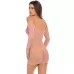 Пикантное короткое платье с длинным рукавом и отрытыми плечами нежно-розовый S-M