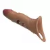 Карамельная удлиняющая насадка на пенис с вибрацией карамель (темно-бежевый 